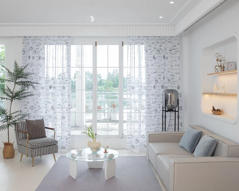 Scáileán Fuinneog Fabraic Doli le Priontáil Corn Caife