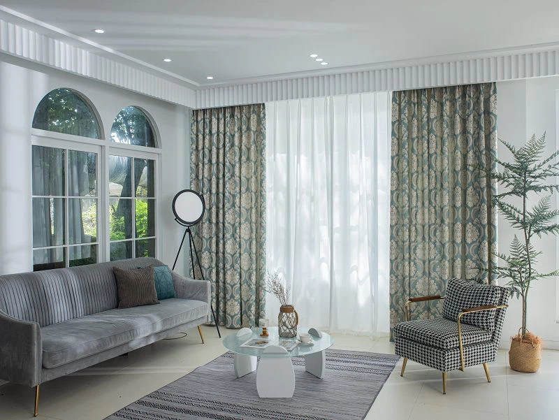 Snáithe Órga Fabraic Cuirtín Floral na hEorpa